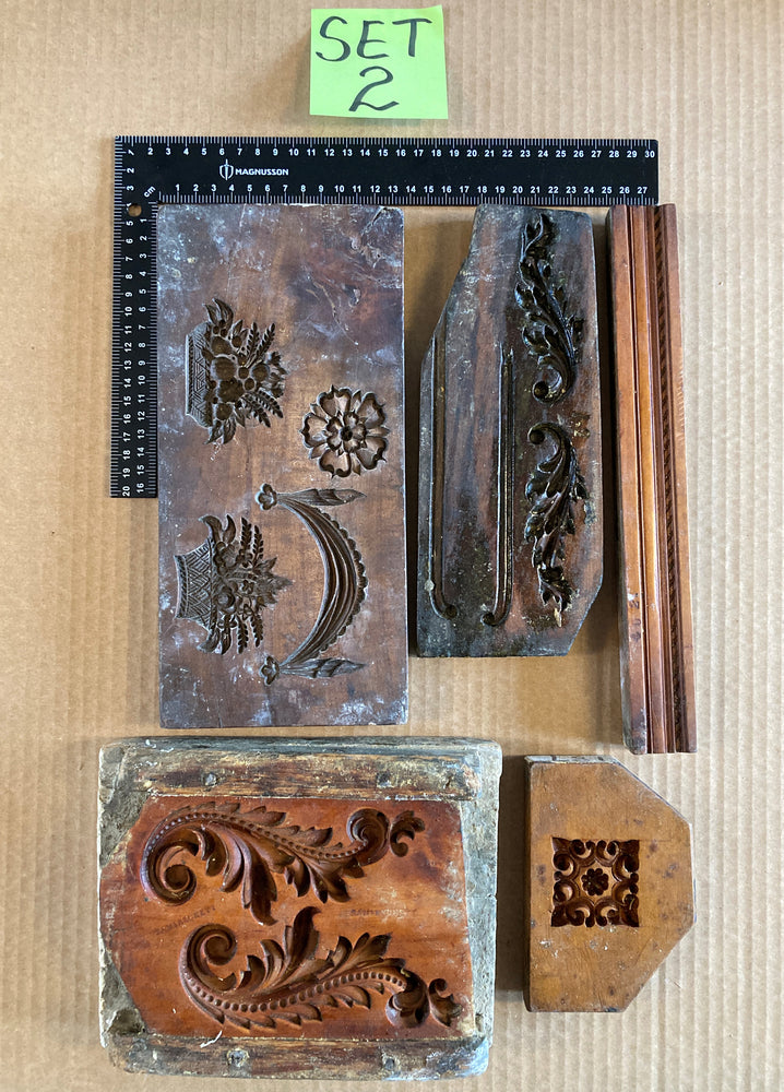 Set of 5 19th Century Antique Carved Picture Framing Moulds - For Compo Frames