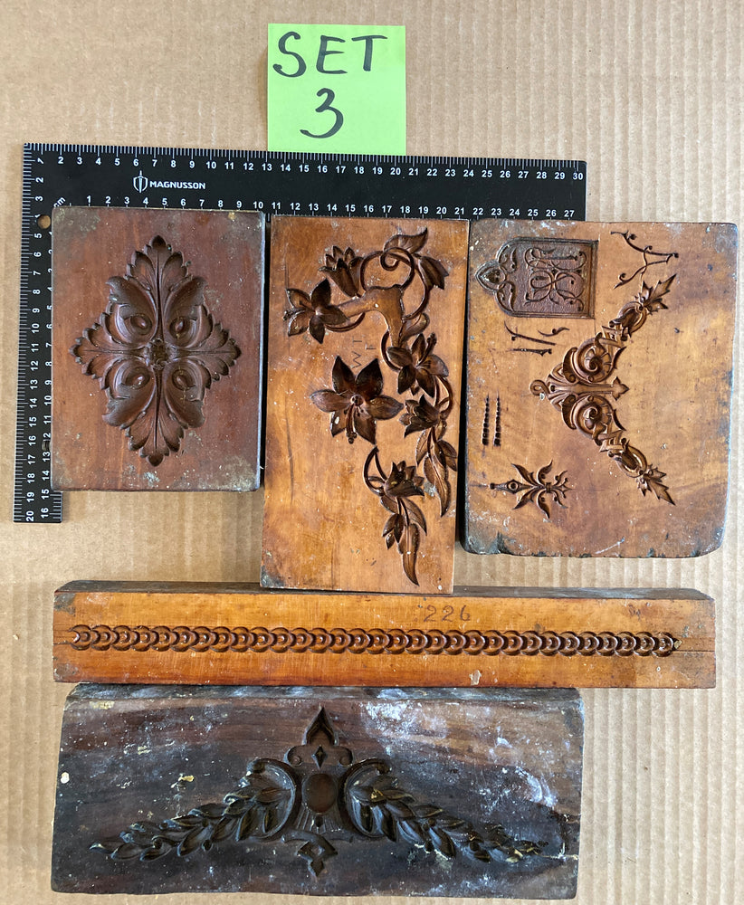 Set of 5 19th Century Antique Carved Picture Framing Moulds - For Compo Frames