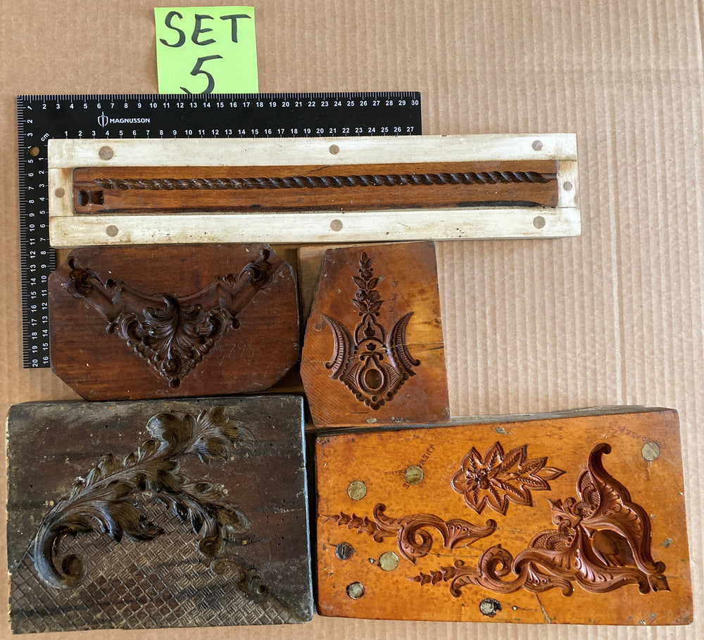 Set of 5 19th Century Antique Carved Picture Framing Moulds - For Compo Frames