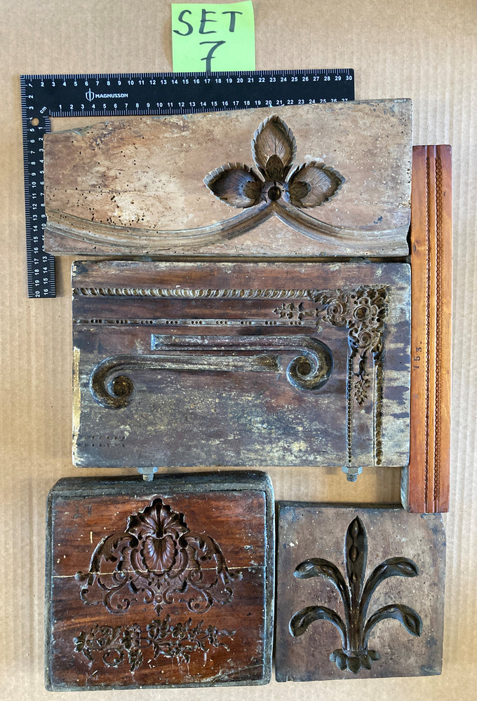Set of 5 19th Century Antique Carved Picture Framing Moulds - For Compo Frames