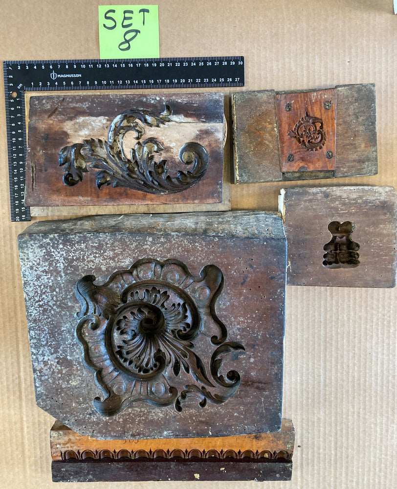 Set of 5 19th Century Antique Carved Picture Framing Moulds - For Compo Frames