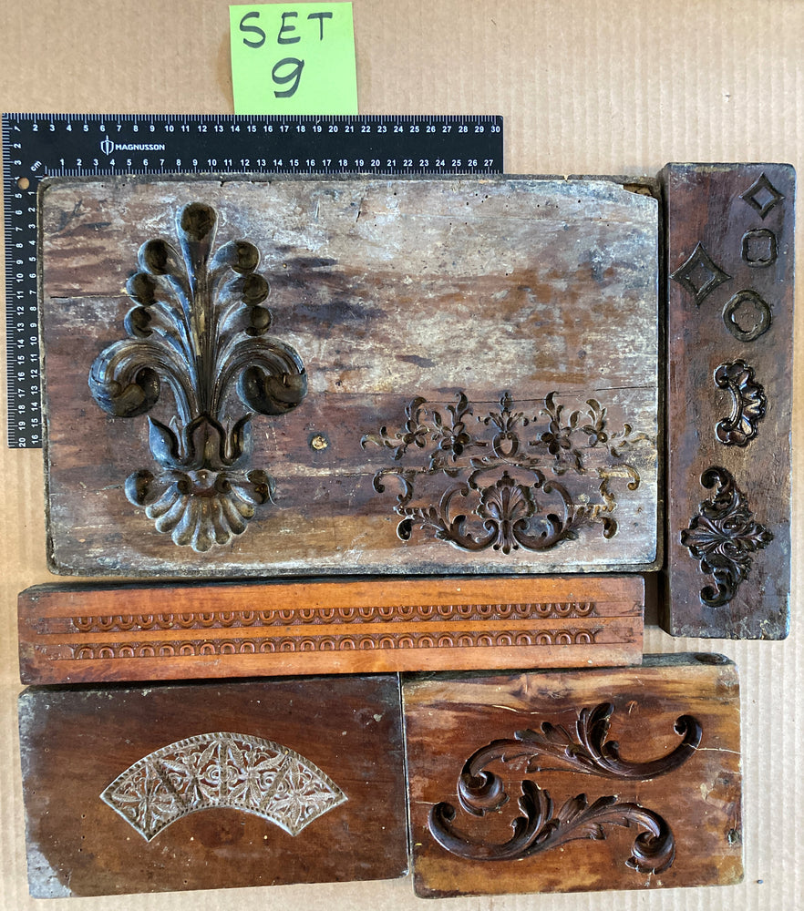 Set of 5 19th Century Antique Carved Picture Framing Moulds - For Compo Frames